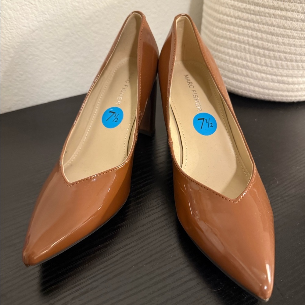 Marc Fisher Tan Patent Leather Heels